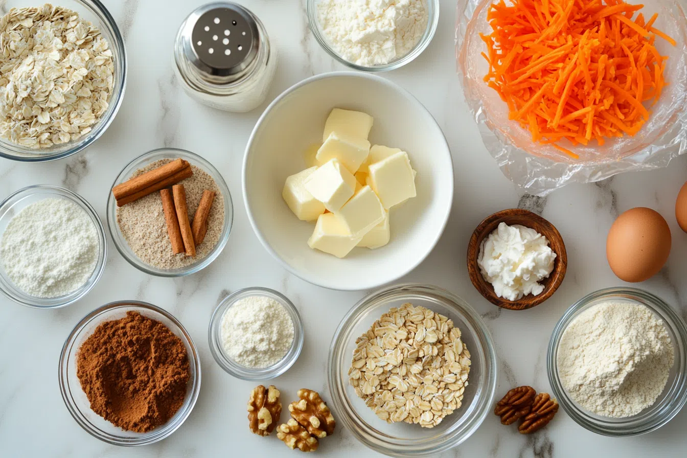 ingredients laid out for making Carrot Cake Cookies